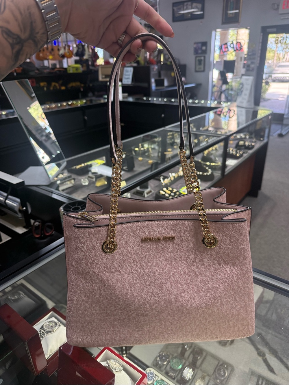 Michael Kors Blush Pink Saffiano Chain-Handle Shoulder Tote